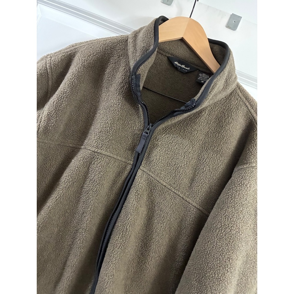 Eddie Bauer Polartec Fleece Jacket Mens Medium Brown Full Zip Hiking Outdoor